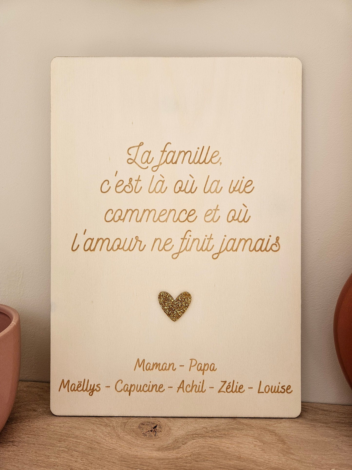 Affiche / cadre / plaque / famille amour citation décoration intérieur cadeau marié mariage st valentin couple cœur personnalisée