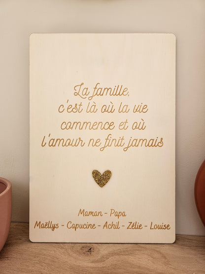 Affiche / cadre / plaque / famille amour citation décoration intérieur cadeau marié mariage st valentin couple cœur personnalisée