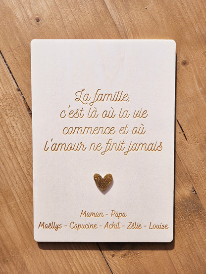 Affiche / cadre / plaque / famille amour citation décoration intérieur cadeau marié mariage st valentin couple cœur personnalisée