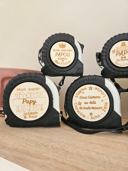 Mètre de bricolage personnalisé couleur blanc et noir | papa papy fête des pères grand-père | cadeau personnalisé