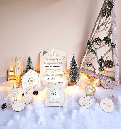 Plaque lettre de Noël - liste cadeau - éphémère calendrier enfant - déco Noël - lettre père noël - enfant - personnalisé - bois