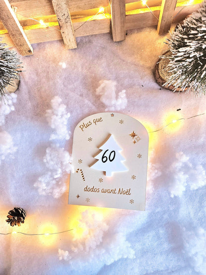 Plaque Décompte de Noël Sapin - enfant - personnalisé - déco Noël - calendrier de l'avent personnalisé - bois