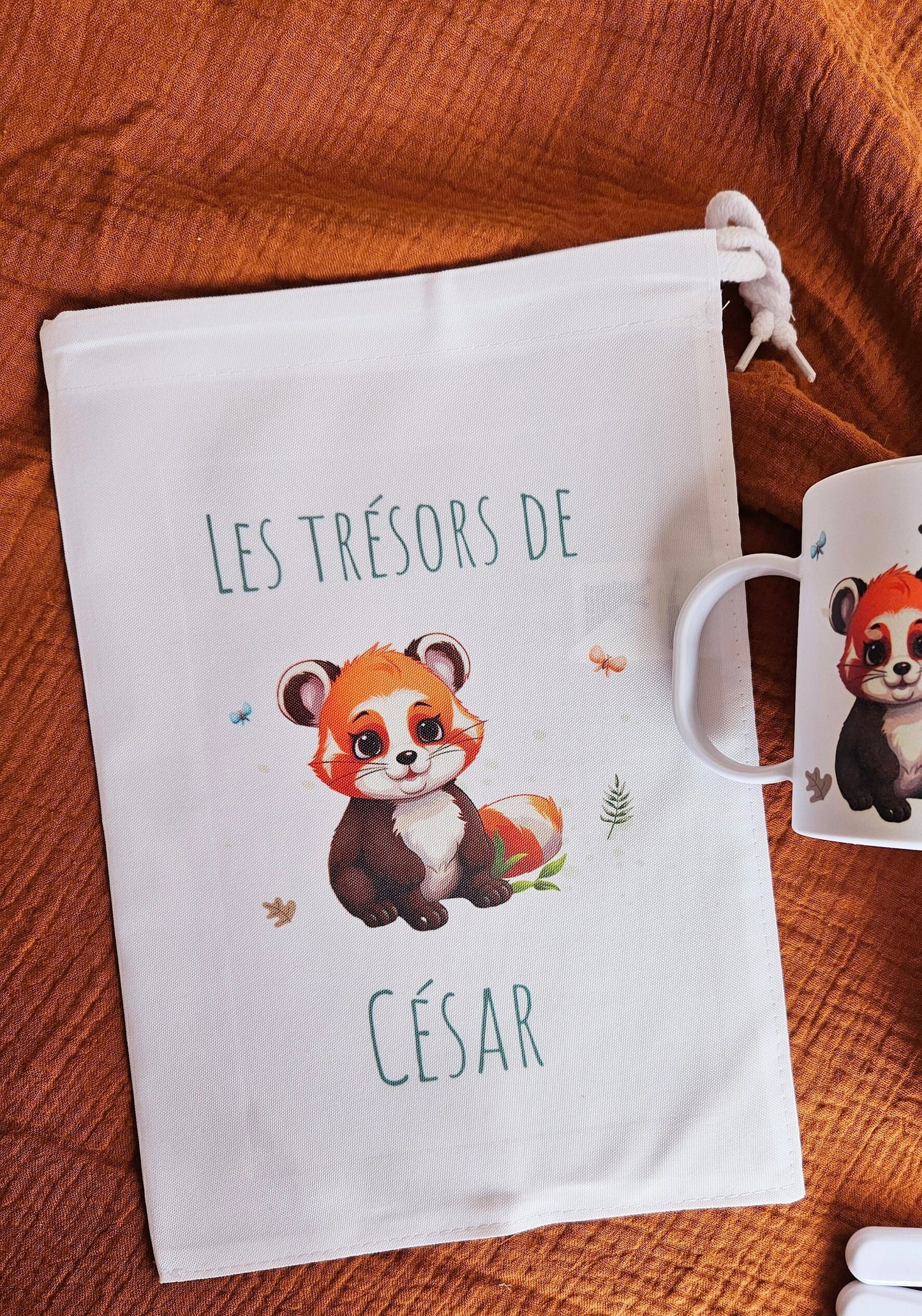sac a doudou / change / pochon / sac personnalisé / autonomie / rentrée des classes pochon personnalisé / sac à vêtement / PANDA