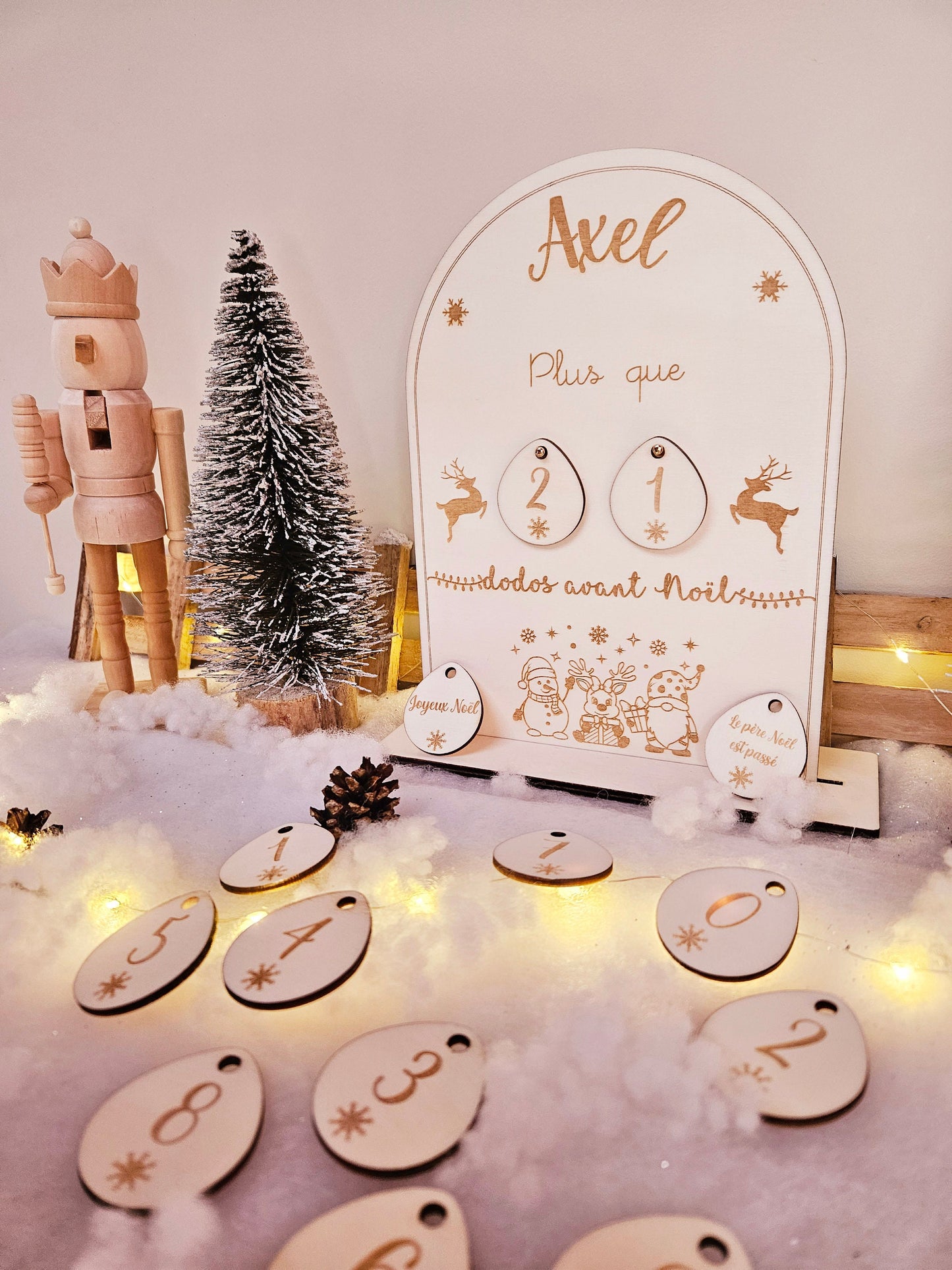 Calendrier de l'avent | Décompte de Noël | décompte dodo | enfant | noël | bois | personnalisé