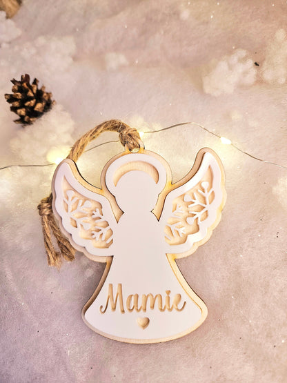 Boule de Noël Ange blanc  personnalisée | personnalisable | deuil | ornement souvenir