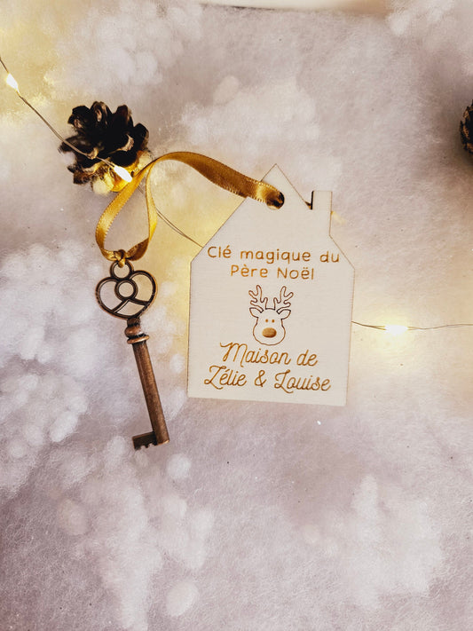 Clé magique du Père Noël | clé noël | bois | personnalisé | cadeau personnalisé Noël