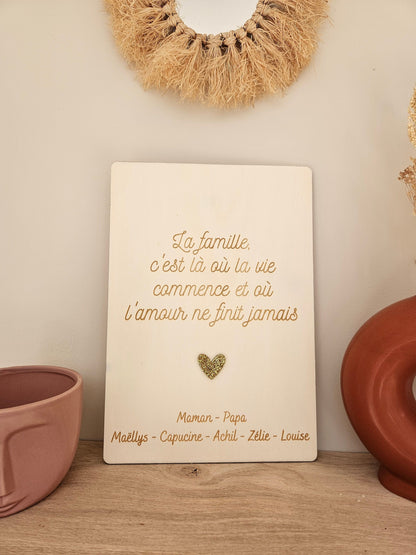 Affiche / cadre / plaque / famille amour citation décoration intérieur cadeau marié mariage st valentin couple cœur personnalisée