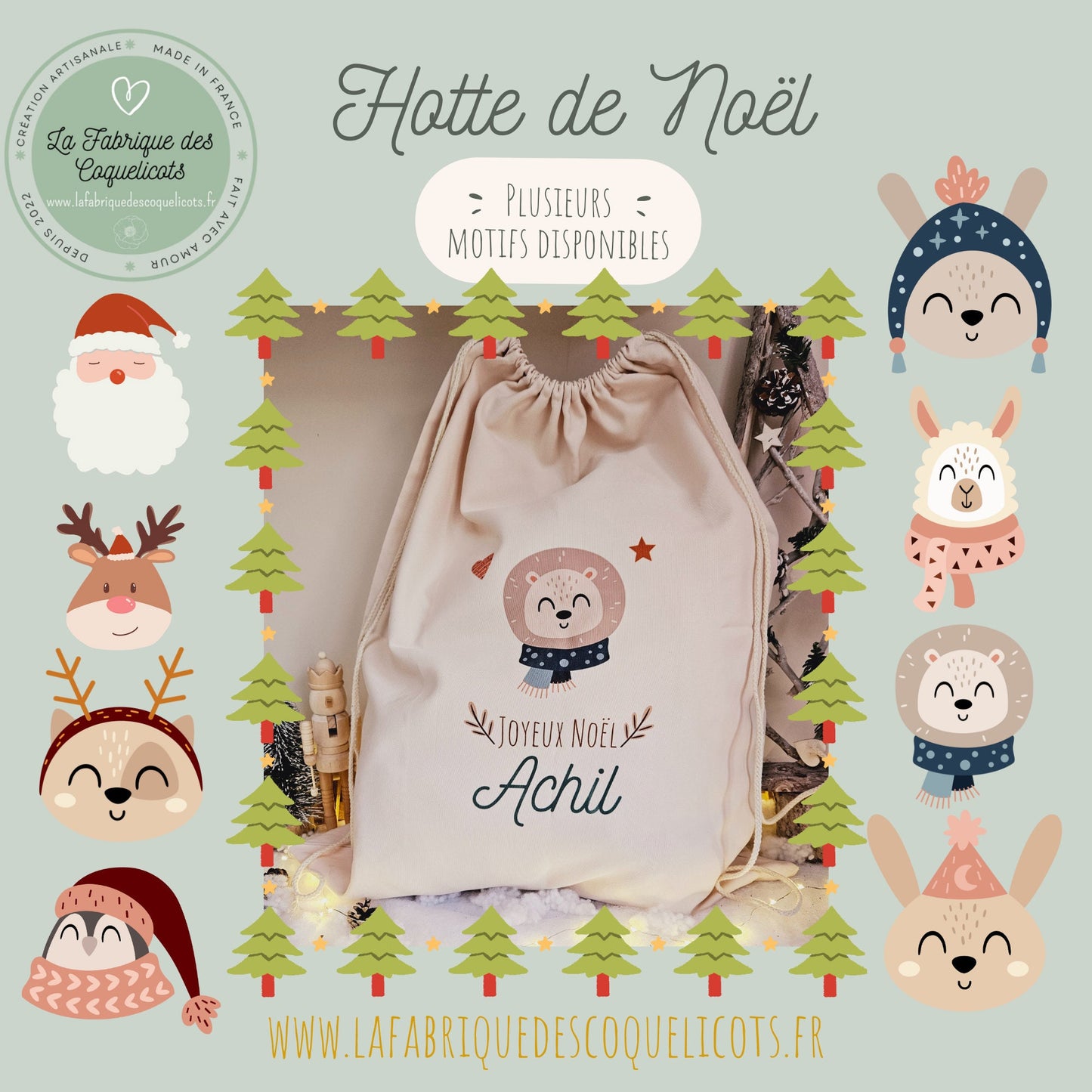 Hotte de Noël / sac à cadeau / hotte personnalisé / cadeau enfant / noel enfant cadeau personnalisé