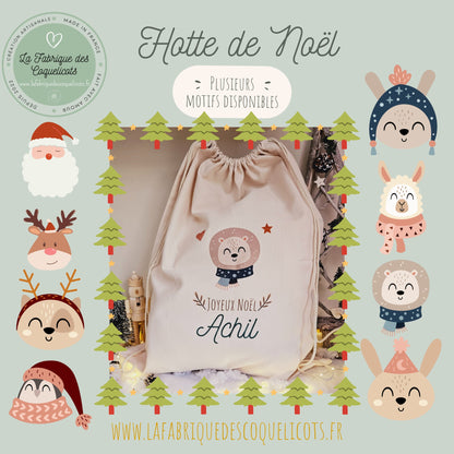 Hotte de Noël / sac à cadeau / hotte personnalisé / cadeau enfant / noel enfant cadeau personnalisé