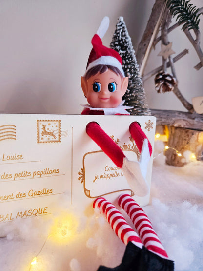 Carte postal / lettre - lutin elfe de Noël - arrivé elfe farceur père Noël déco noël papa noel personnalisé enfant elfie