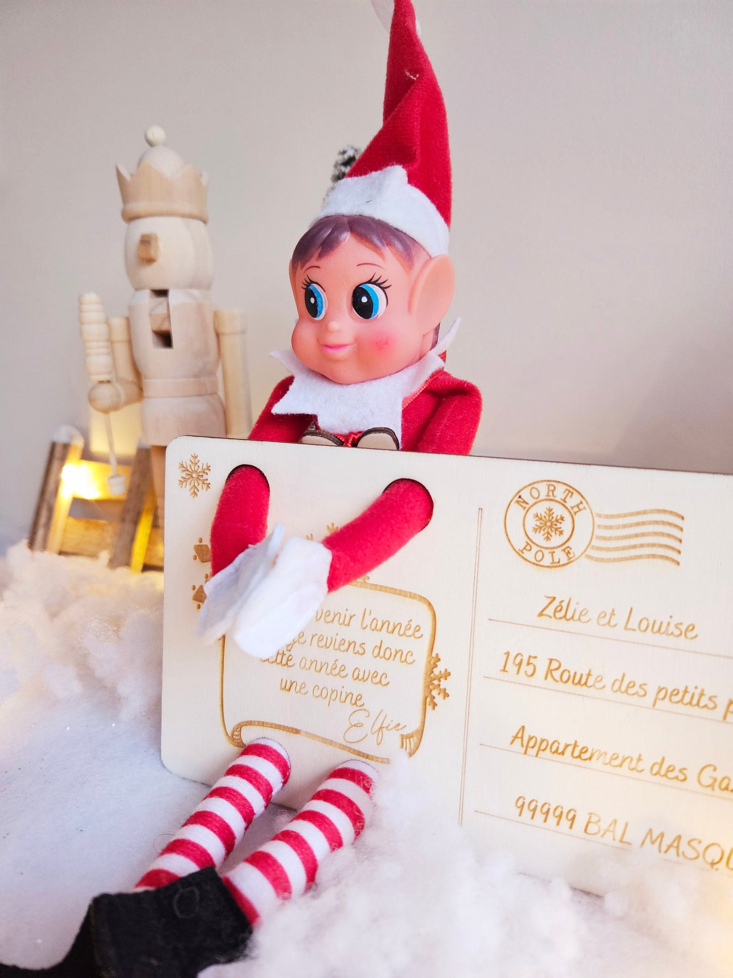 Carte postal / lettre - lutin elfe de Noël - arrivé elfe farceur père Noël déco noël papa noel personnalisé enfant elfie