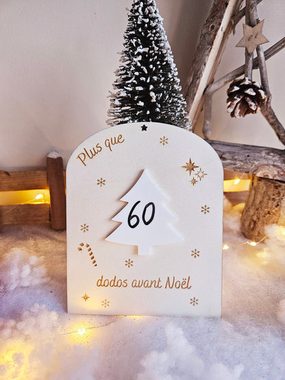 Plaque Décompte de Noël Sapin - enfant - personnalisé - déco Noël - calendrier de l'avent personnalisé - bois