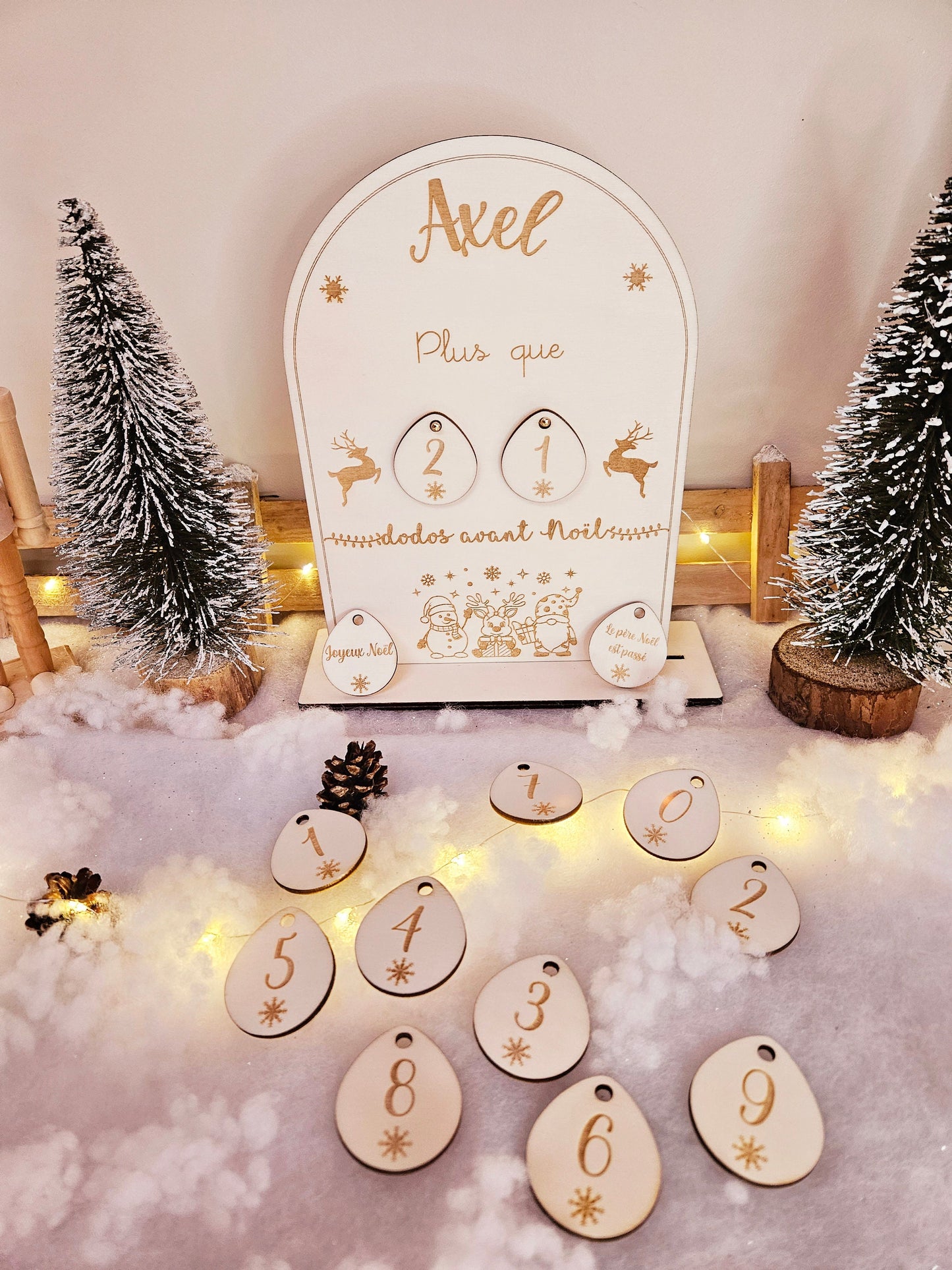 Calendrier de l'avent | Décompte de Noël | décompte dodo | enfant | noël | bois | personnalisé