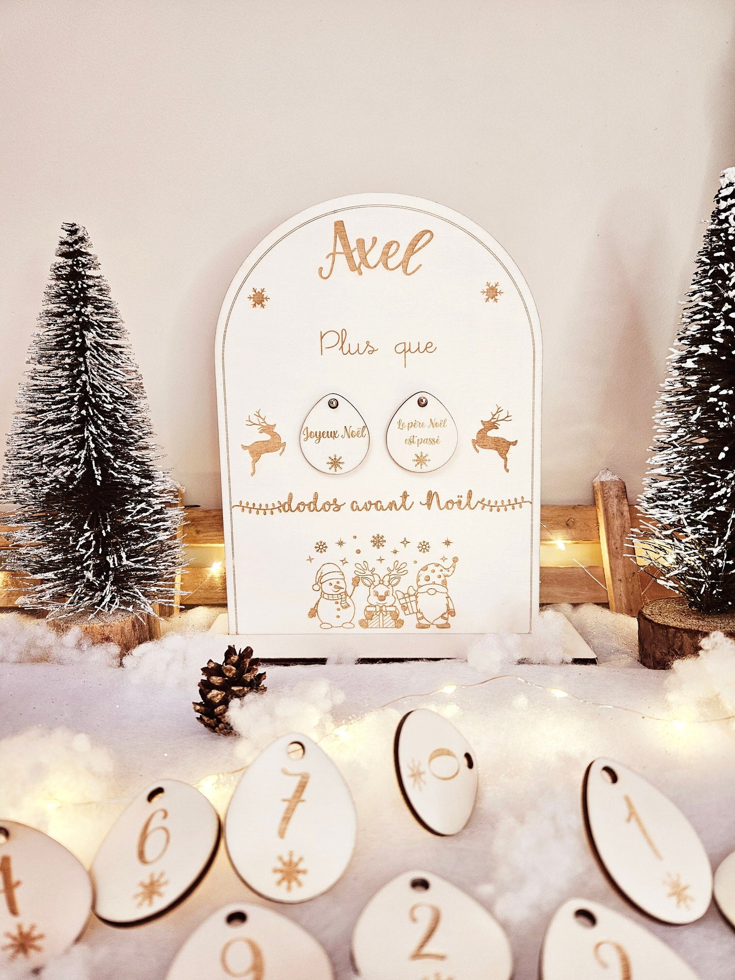 Calendrier de l'avent | Décompte de Noël | décompte dodo | enfant | noël | bois | personnalisé
