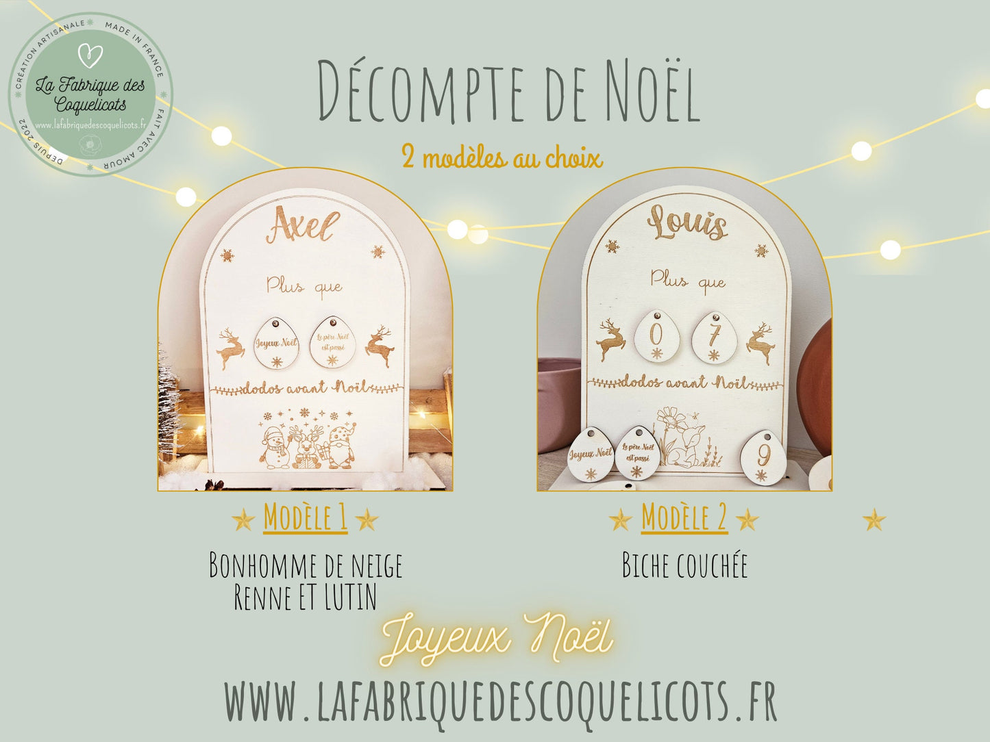 Calendrier de l'avent | Décompte de Noël | décompte dodo | enfant | noël | bois | personnalisé