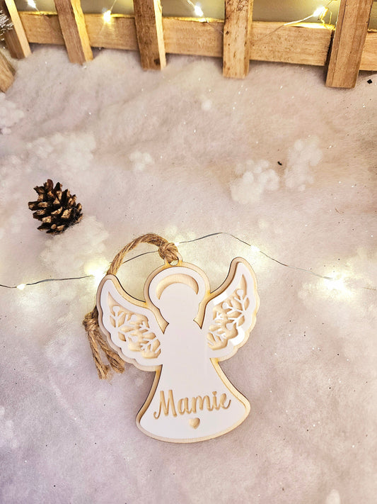 Boule de Noël Ange blanc  personnalisée | personnalisable | deuil | ornement souvenir