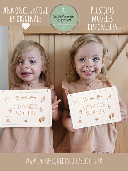 Pancarte Future grande sœur / futur grand frère - grossesse bébé annonce