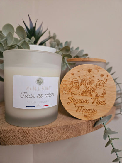 Bougie personnaliséE - couvercle bois - gravure - personnalisé - maitresse mamie nounou maman cadeau femme