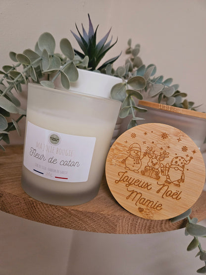Bougie personnaliséE - couvercle bois - gravure - personnalisé - maitresse mamie nounou maman cadeau femme
