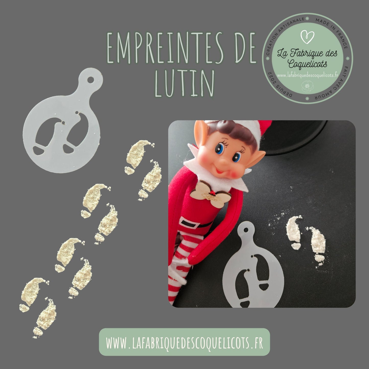 Empreinte de pas lutin - elfe - Empreinte pochoir elfe lutin farceur noël enfant magie