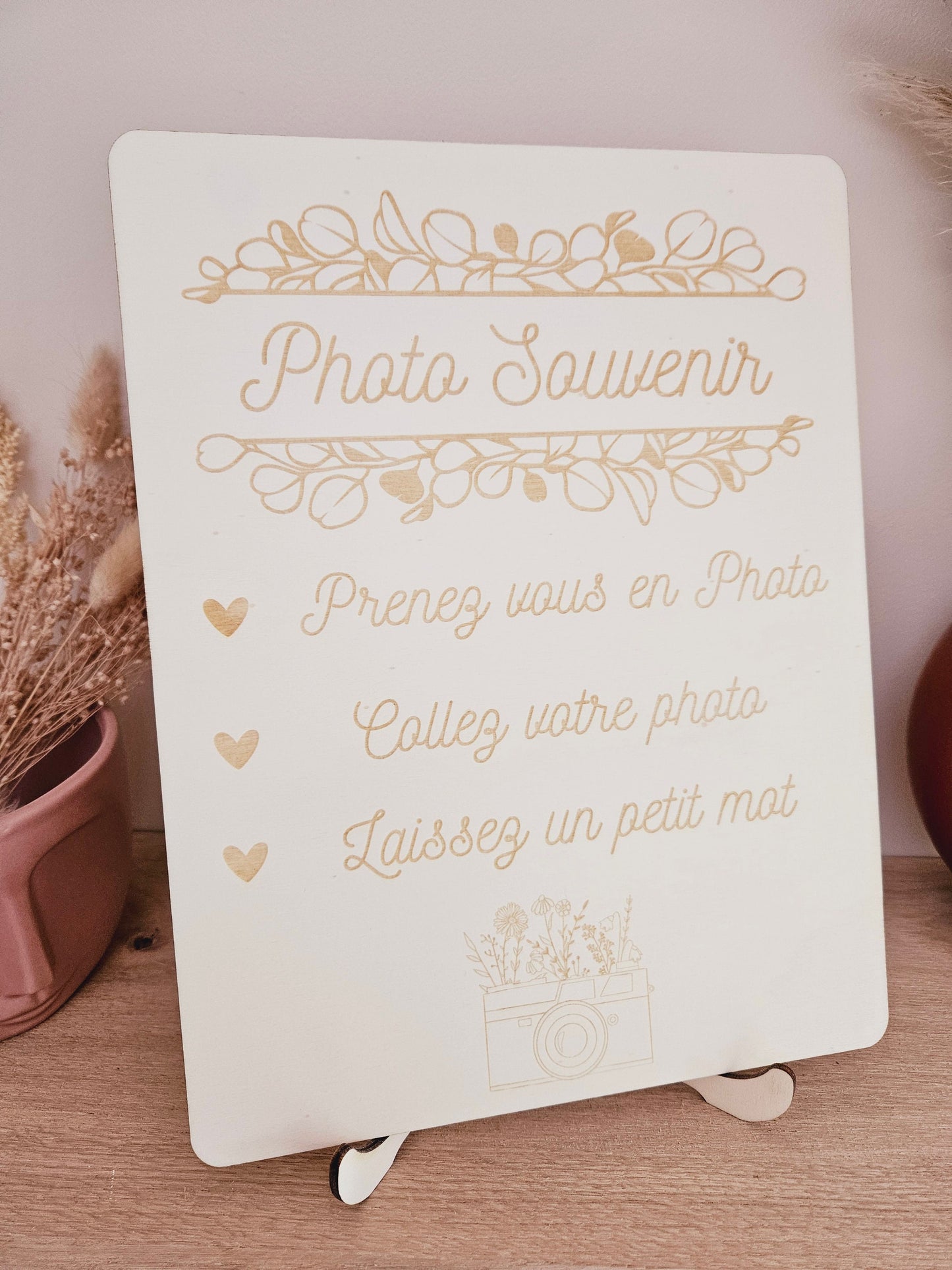 Affiche bois photo booth livre d'or photo souvenir anniversaire baptême mariage déco fête communion personnalisé