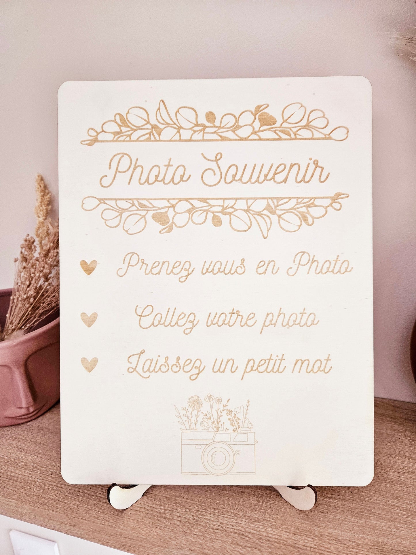 Affiche bois photo booth livre d'or photo souvenir anniversaire baptême mariage déco fête communion personnalisé