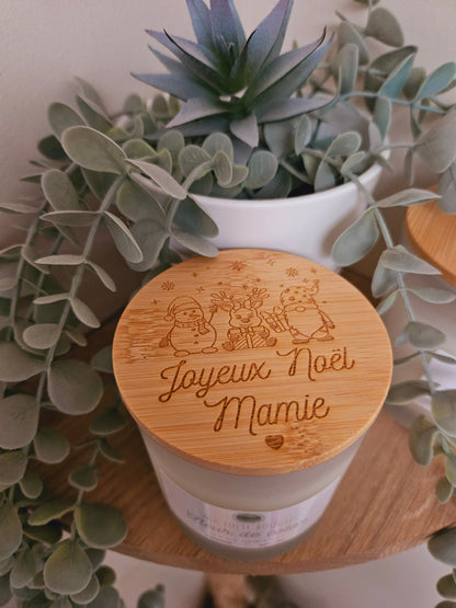 Bougie personnaliséE - couvercle bois - gravure - personnalisé - maitresse mamie nounou maman cadeau femme