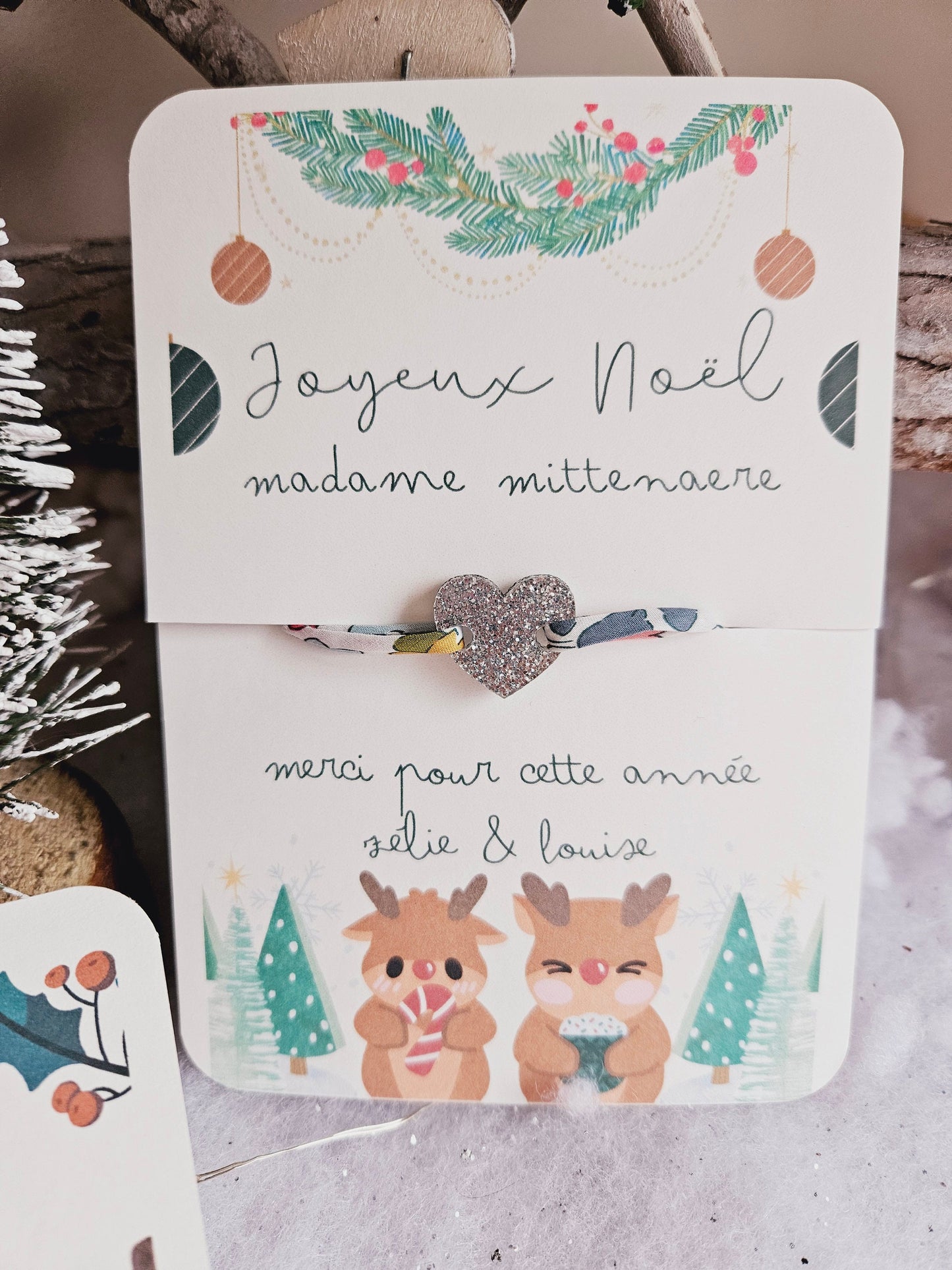 Bracelet maitresse nounou atsem école Noël cadeau personnalisé cadeau noël femme enfant maternelle / / liberty / cadeau enfant  fin année