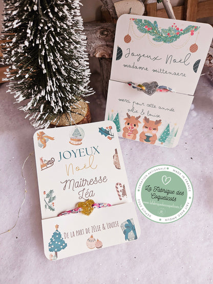 Bracelet maitresse nounou atsem école Noël cadeau personnalisé cadeau noël femme enfant maternelle / / liberty / cadeau enfant  fin année
