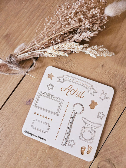 carte de naissance - info de naissance - grossesse - prénom - cadeau personnalisé