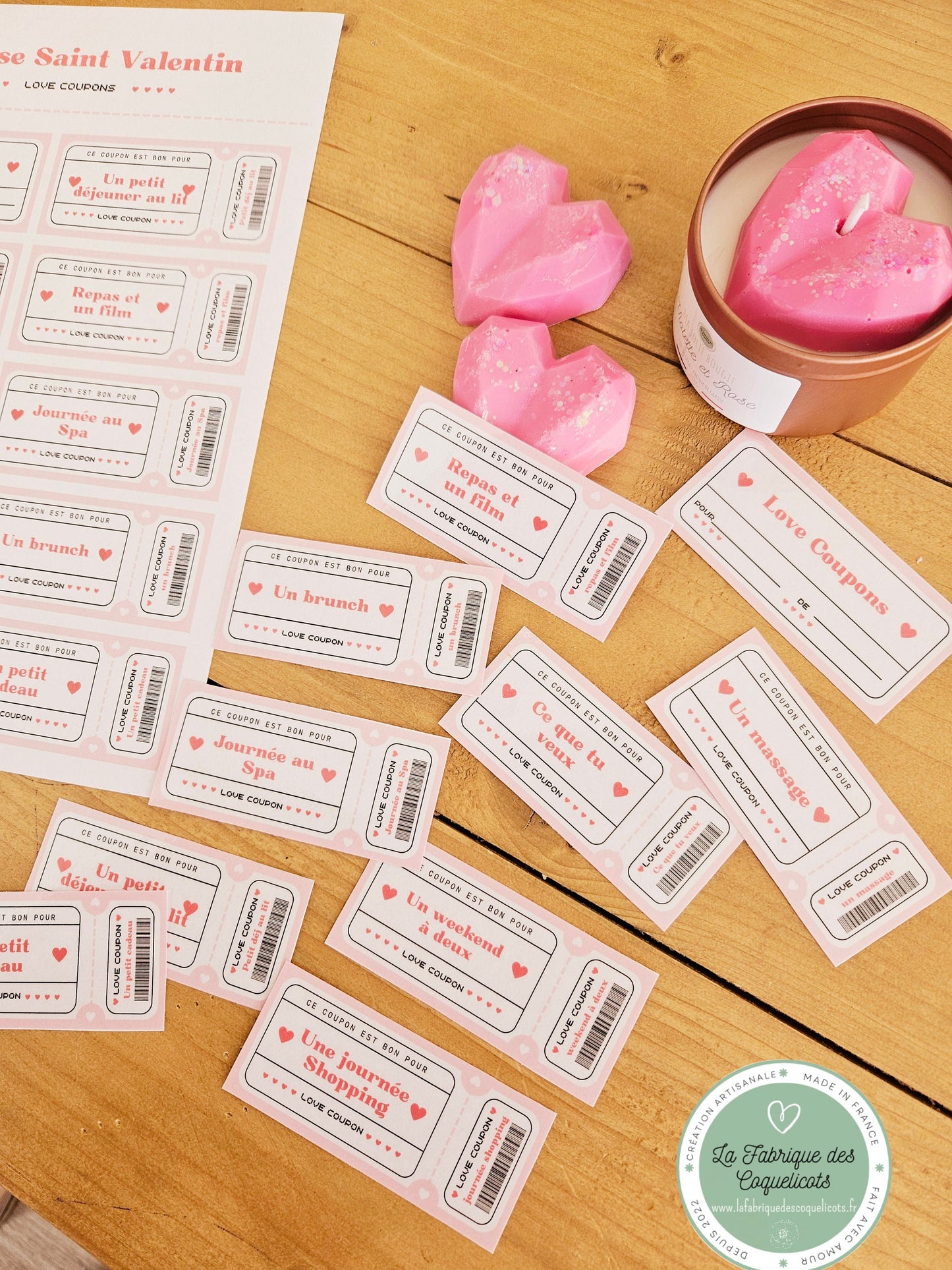 Love coupon - Coupon saint valentin amour cadeau couple cadeau amoureux amoureuse - version papier