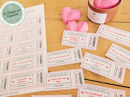 Love coupon - Coupon saint valentin amour cadeau couple cadeau amoureux amoureuse - version papier