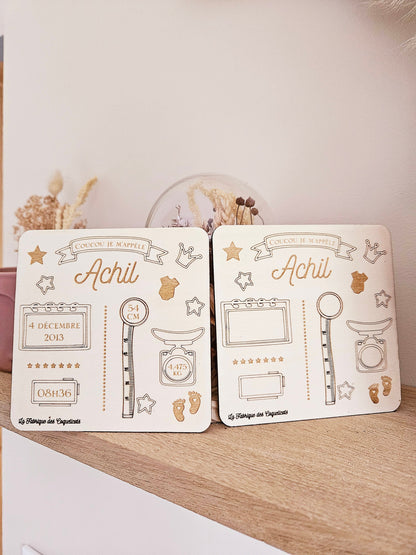 carte de naissance - info de naissance - grossesse - prénom - cadeau personnalisé