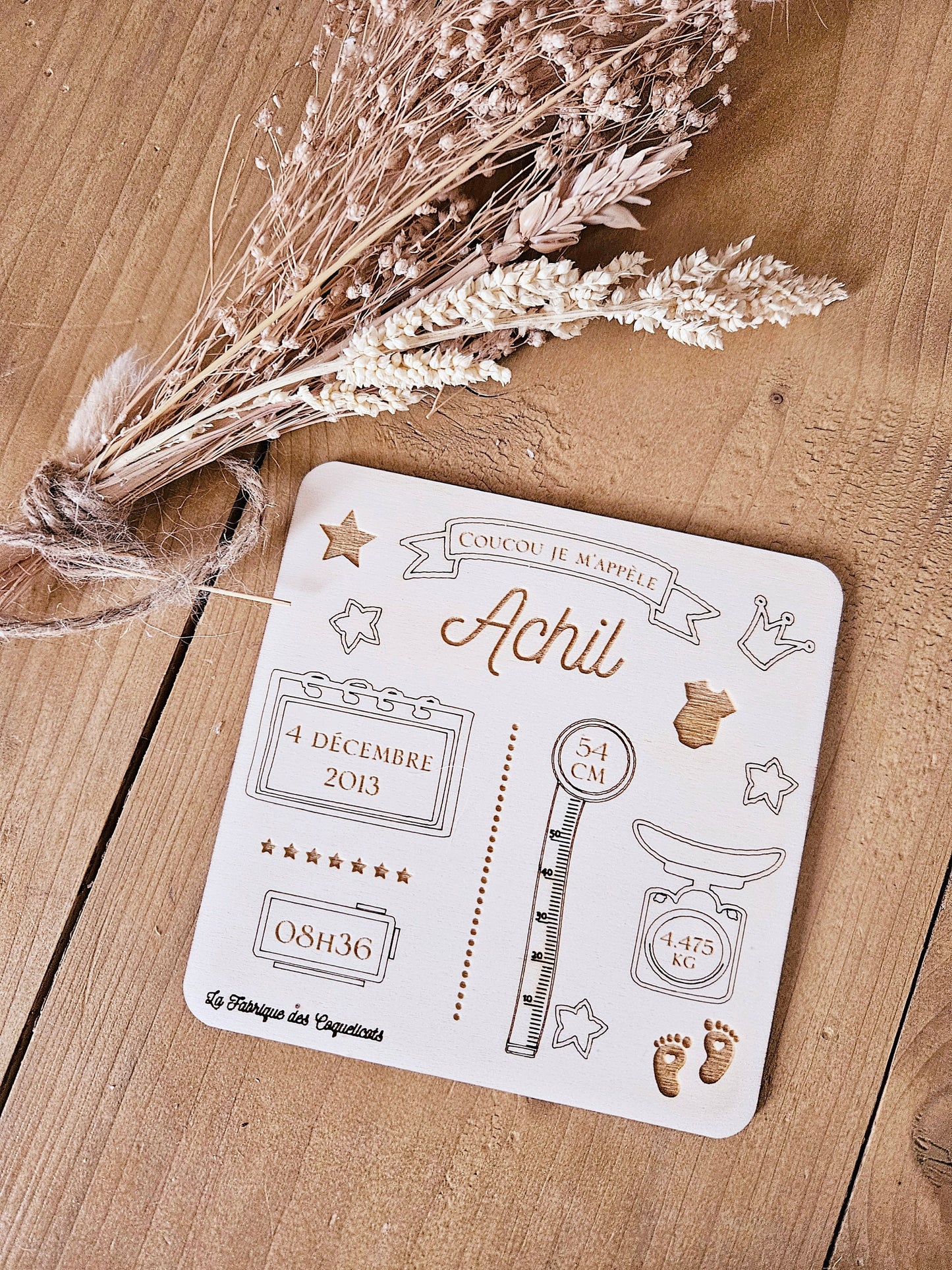 carte de naissance - info de naissance - grossesse - prénom - cadeau personnalisé