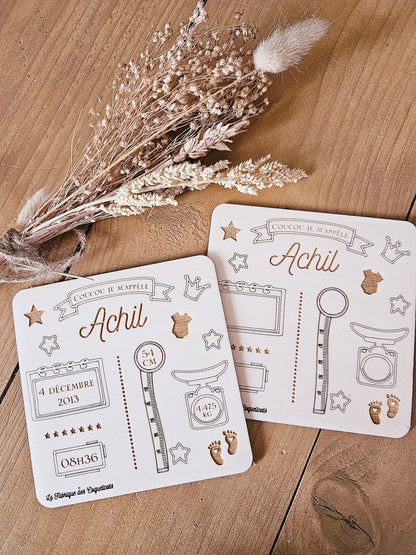 carte de naissance - info de naissance - grossesse - prénom - cadeau personnalisé