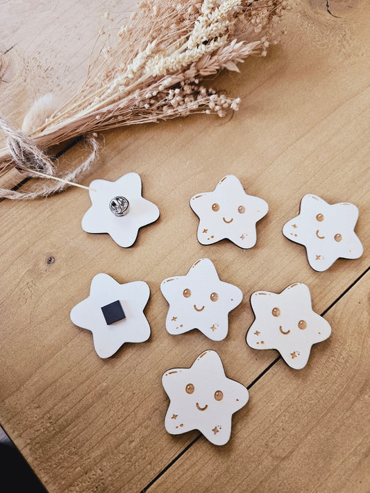 Pins broche aimant personnalisé étoile smiley anniversaire cadeau enfant déco personnalisée