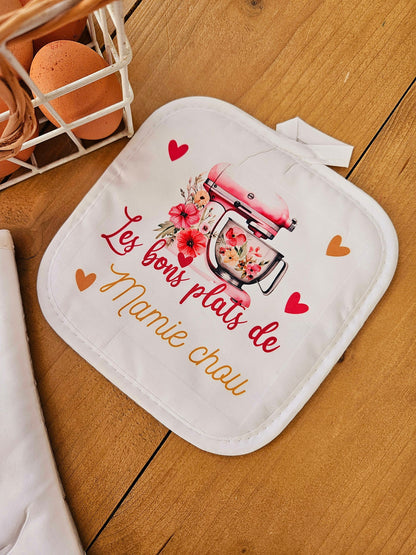 Gant et manique cuisine personnalisé - cadeau mamie maman fête grands-mères fête des mères - cadeau nounou soeur