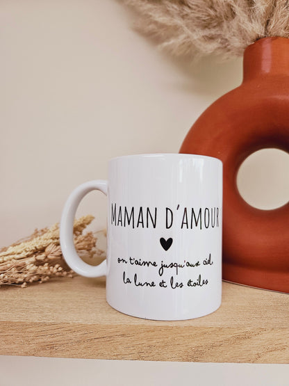 Tasse personnalisée message coeur - cadeau amour femme nounou maitresse papa papi mamie - céramique ou métal