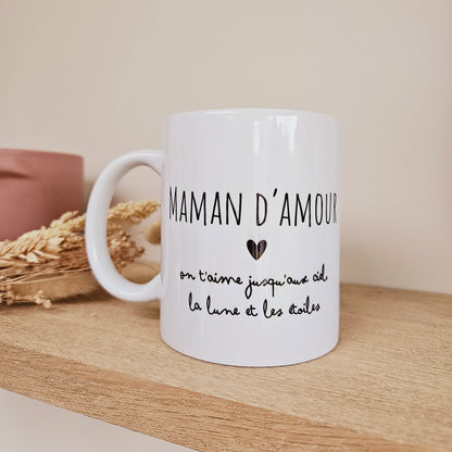 Tasse personnalisée message coeur - cadeau amour femme nounou maitresse papa papi mamie - céramique ou métal