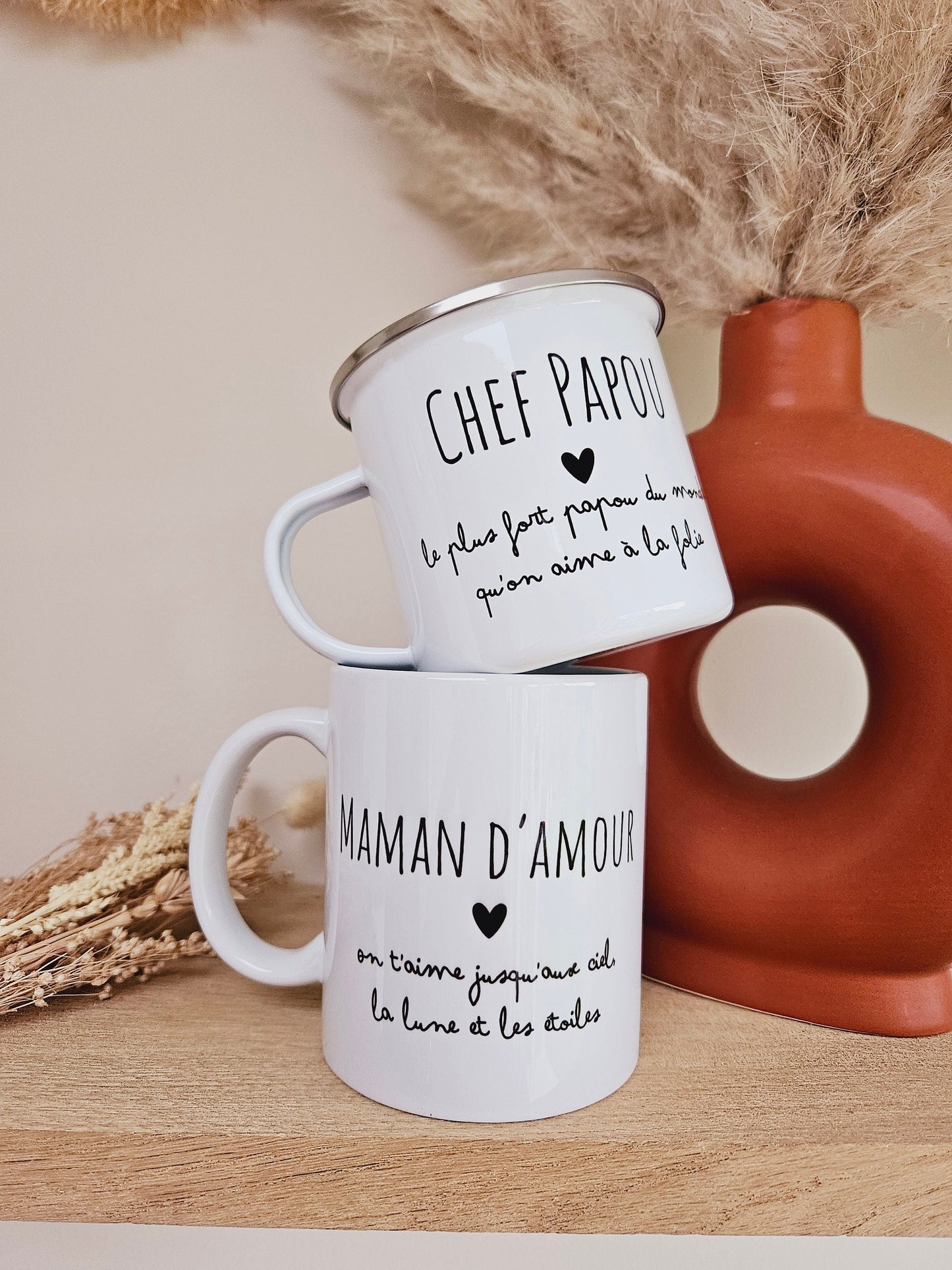 Tasse personnalisée message coeur - cadeau amour femme nounou maitresse papa papi mamie - céramique ou métal