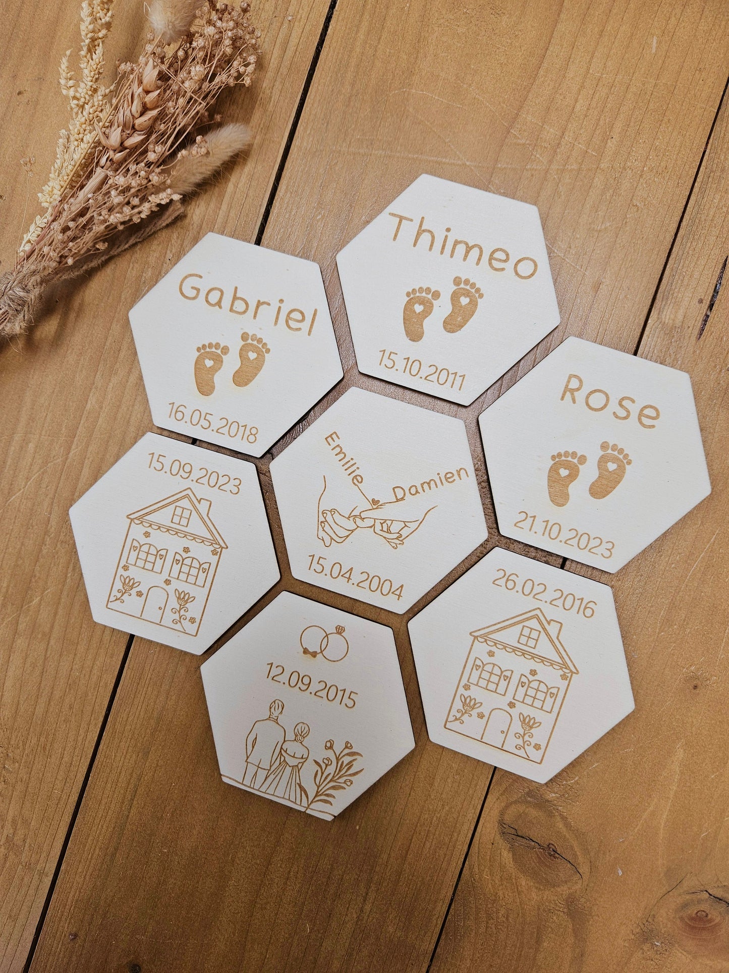 Hexagone étape / carte etape / decoration murale / magnet / famille amour mariage souvenir naissance bébé cadeau personnalisé