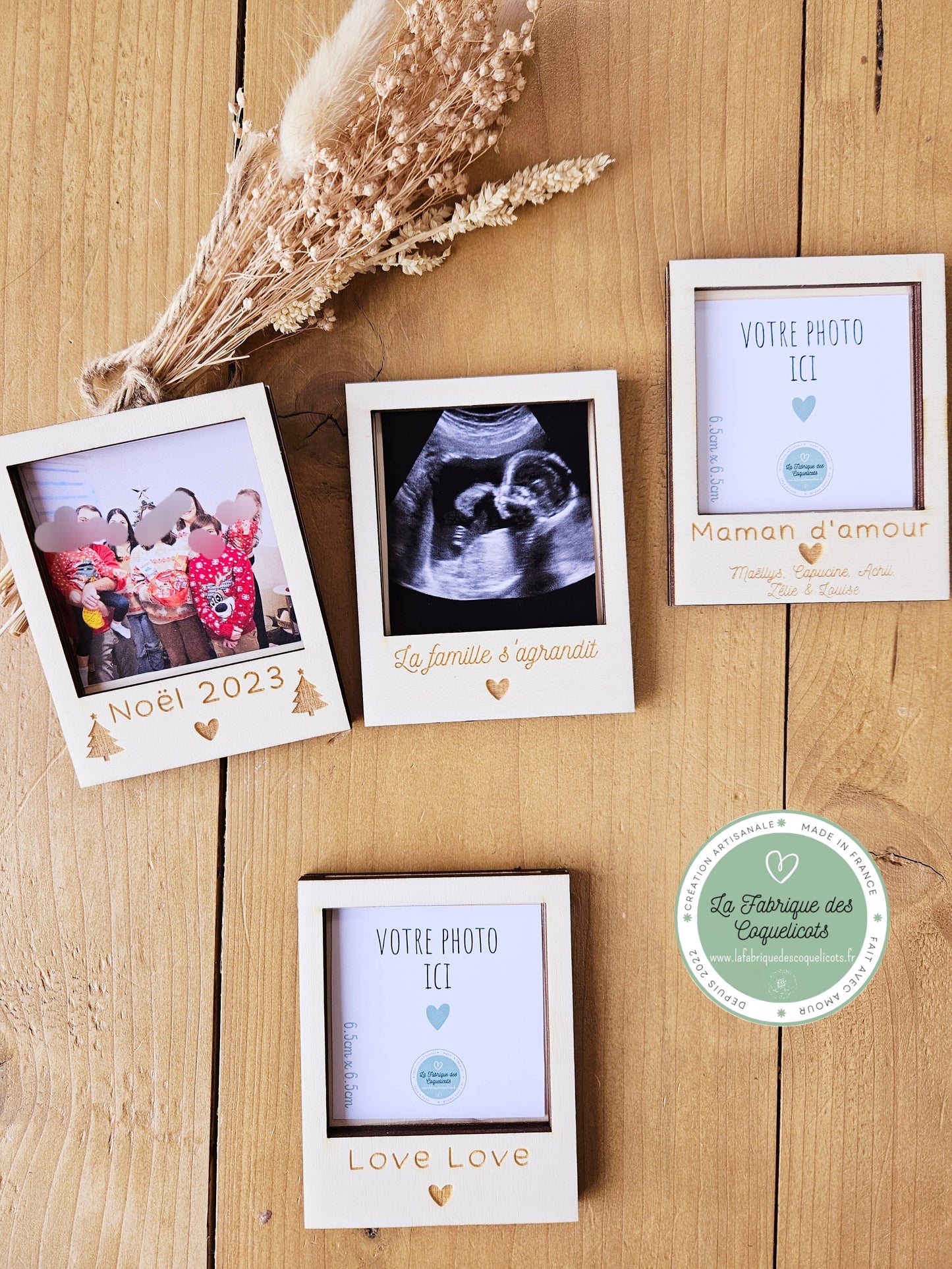 Polaroïd personnalisé bois - magnet - polaroïd photo personnalise cadeau femme  maitresse nounou mamie annonce mariage grossesse témoin