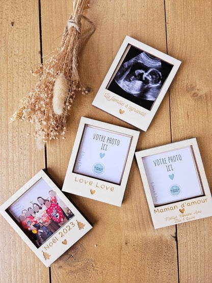 Polaroïd personnalisé bois - magnet - polaroïd photo personnalise cadeau femme  maitresse nounou mamie annonce mariage grossesse témoin