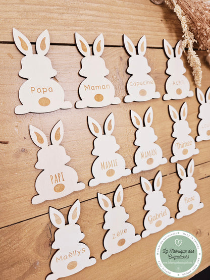 Marque place Lapin - décoration Pâques - décoration ferme Lapin -  Magnet personnalisé - marque place bois Pâques
