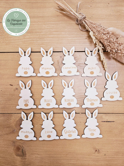 Marque place Lapin - décoration Pâques - décoration ferme Lapin -  Magnet personnalisé - marque place bois Pâques