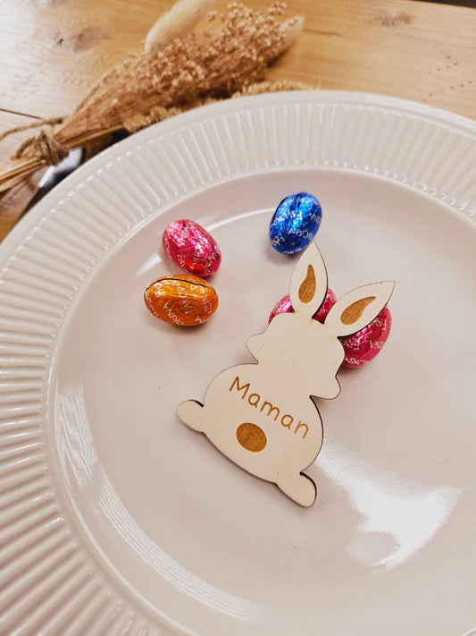 Marque place Lapin - décoration Pâques - décoration ferme Lapin -  Magnet personnalisé - marque place bois Pâques