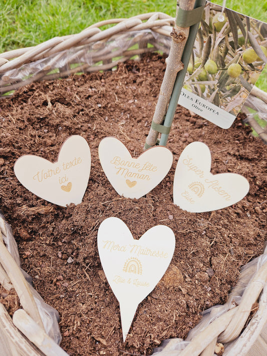 Etiquette/pic a plante- à planter- cadeau personnalisé - etiquette bois à planter fleurs cadeau femme nounou papa homme papy annonce mariage