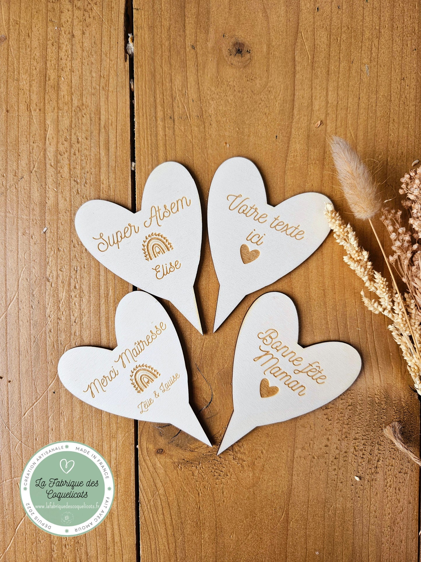 Etiquette/pic a plante- à planter- cadeau personnalisé - etiquette bois à planter fleurs cadeau femme nounou papa homme papy annonce mariage