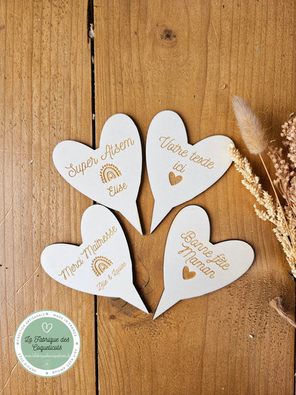 Etiquette/pic a plante- à planter- cadeau personnalisé - etiquette bois à planter fleurs cadeau femme nounou papa homme papy annonce mariage