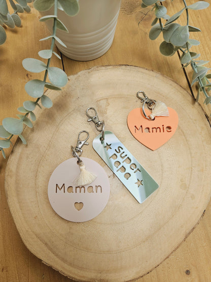 Porte-clés personnalisé à message - maman mamie marraine parrain cadeau enfant nounou maitresse / maitre/ papy